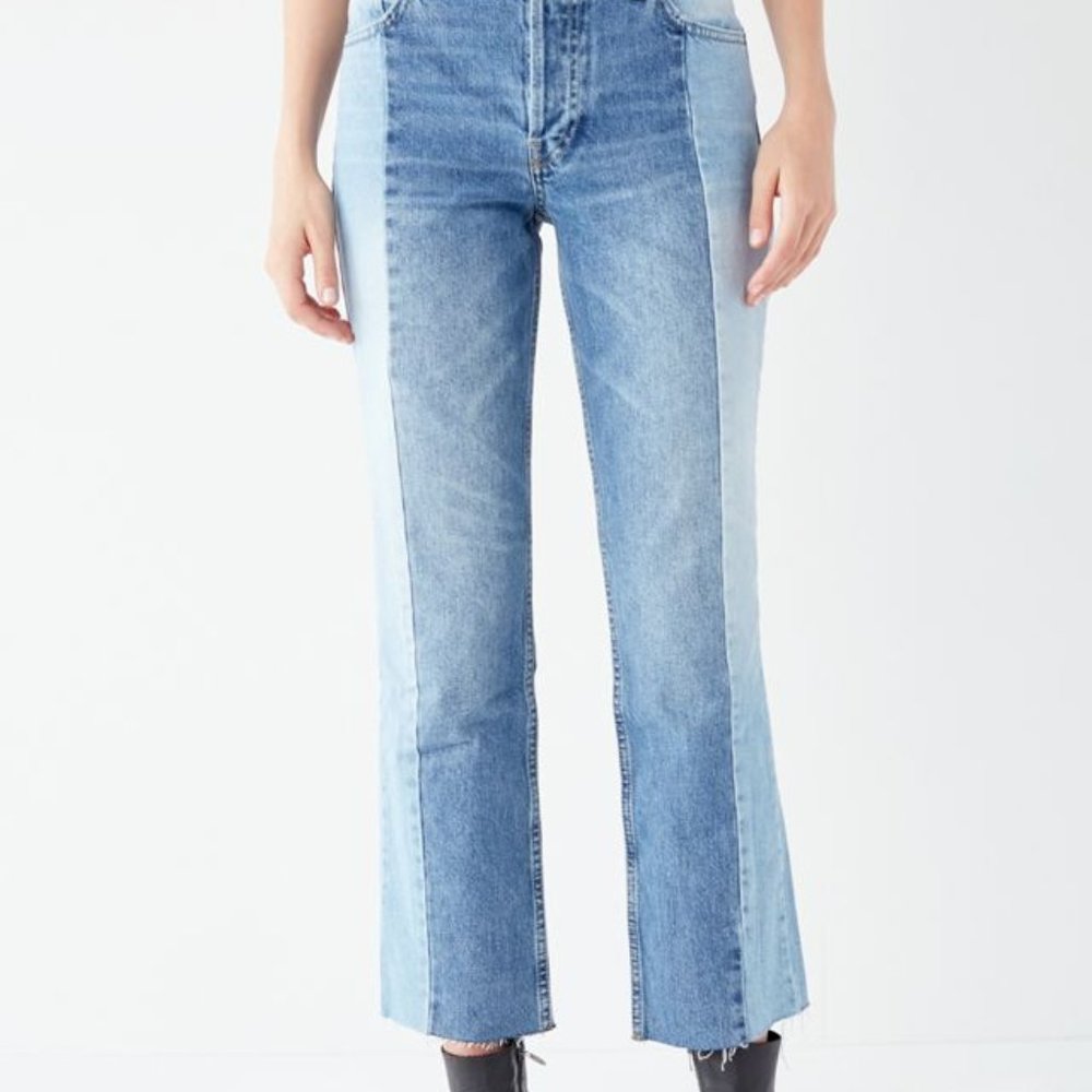 BDG High-Rise Straight Narrow Jean Two-Tone Denim
